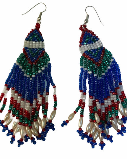 Vintage southwestern sthle Mico bead dangle handmade indian earrings