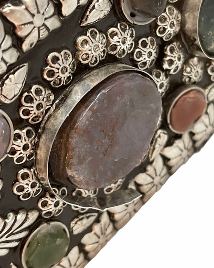 Vintage Stone covered silver large box handmade