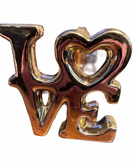 Ceramic silver metalic LOVE figurine