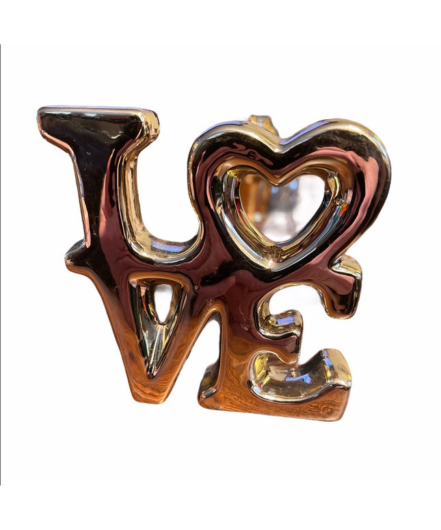 Ceramic silver metalic LOVE figurine