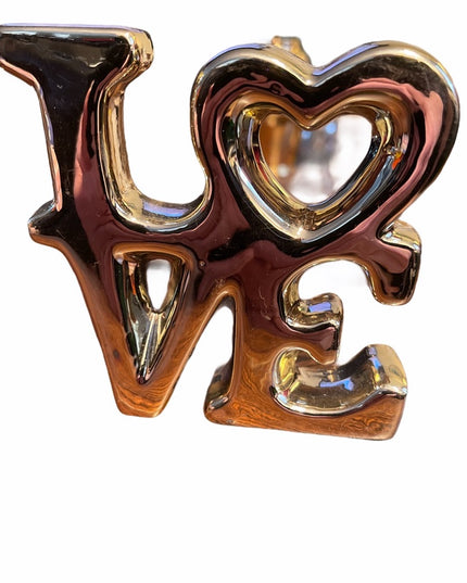 Ceramic silver metalic LOVE figurine