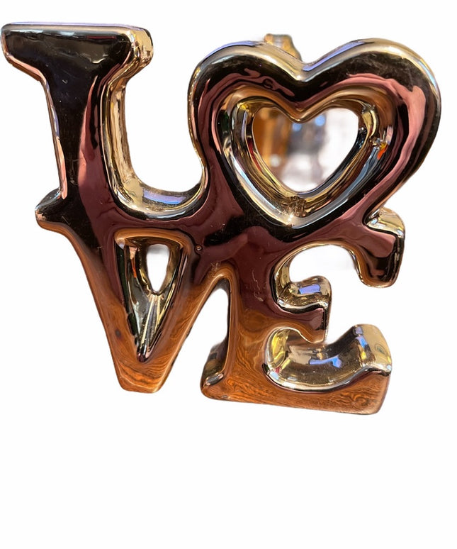 Ceramic silver metalic LOVE figurine