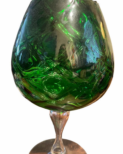 LG Bohemian Green Glass vase decor C1950s