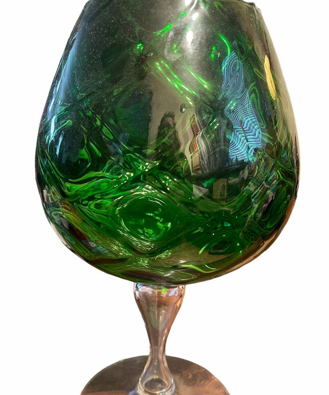 LG Bohemian Green Glass vase decor C1950s