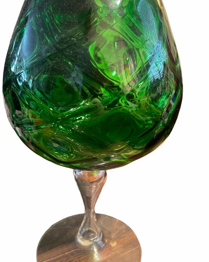 LG Bohemian Green Glass vase decor C1950s