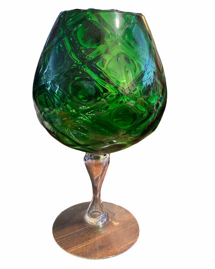 LG Bohemian Green Glass vase decor C1950s