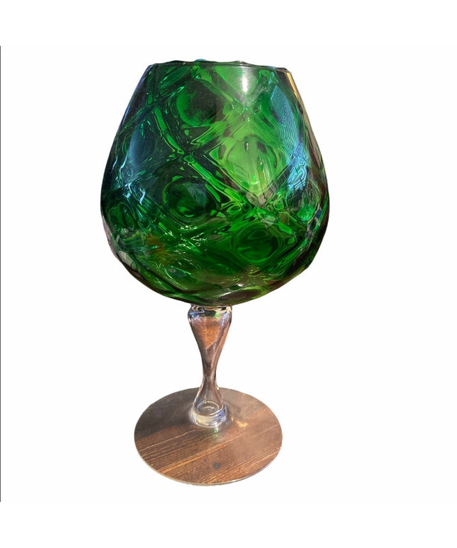 LG Bohemian Green Glass vase decor C1950s