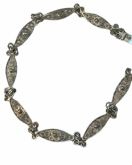 Vintage 800 silver filagree link bracelet c1940s