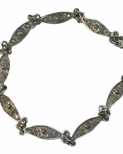 Vintage 800 silver filagree link bracelet c1940s