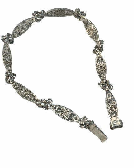 Vintage 800 silver filagree link bracelet c1940s