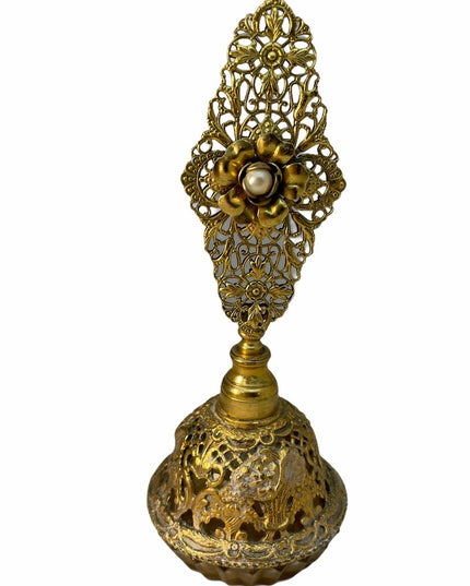 VTG C1940s France brass perfume bottle Ormolu