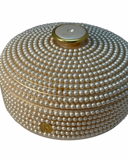 VTG C1950s Faux pearl Italy powder box Heavy!