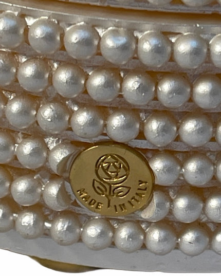 VTG C1950s Faux pearl Italy powder box Heavy!