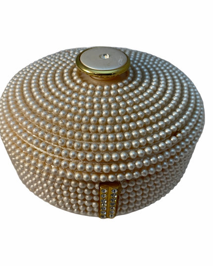 VTG C1950s Faux pearl Italy powder box Heavy!