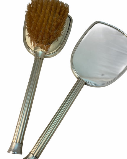 VTG C1960s brush & mirror set silver finish