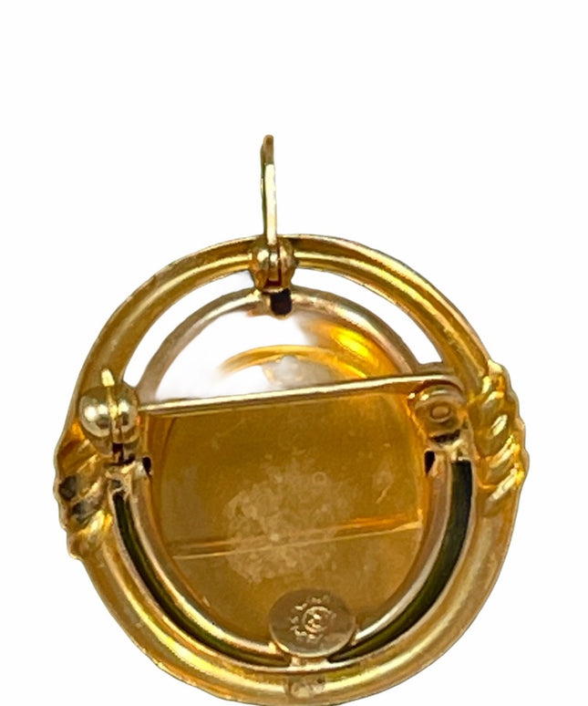 VTG Curtis Creations 12k gF Cameo brooch In Box