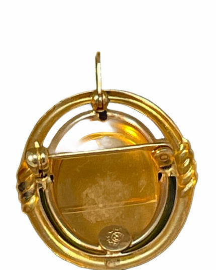 VTG Curtis Creations 12k gF Cameo brooch In Box