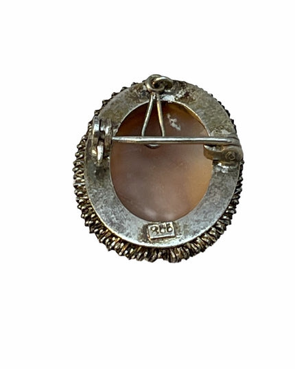 VTG 1960s Camexco Italy 800 Silver Cameo carved shell brooch