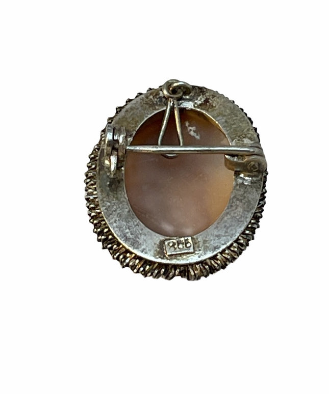 VTG 1960s Camexco Italy 800 Silver Cameo carved shell brooch
