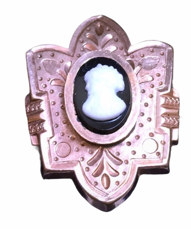 Antique Victorian GF cameo etched brooch pendant
