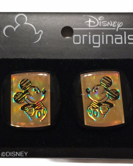 Vintage Disney originals Mickey Minnie Reflective Holographic Clip on earrings