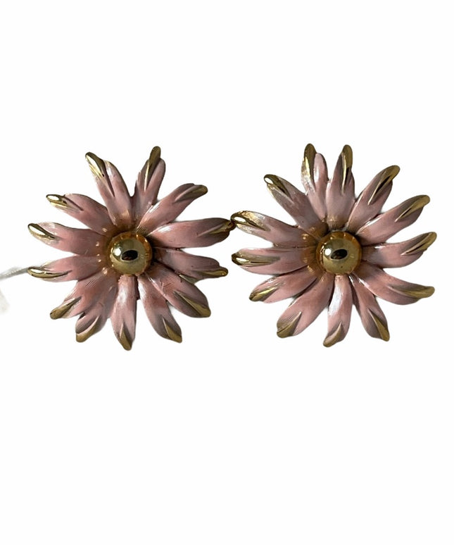 VTG Pink enamel Gold finish Marvella Cufflinks NWT