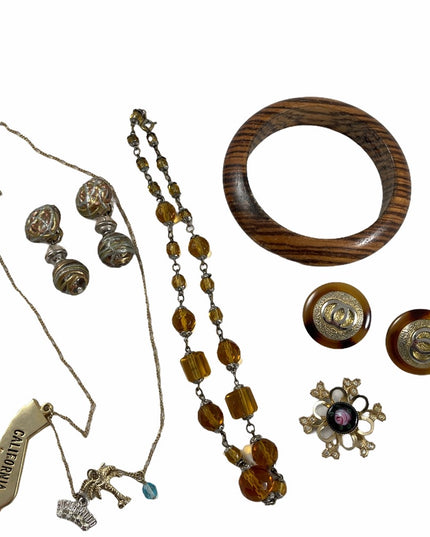 VTG Jewelry lot bangle clip ons necklaces crystal