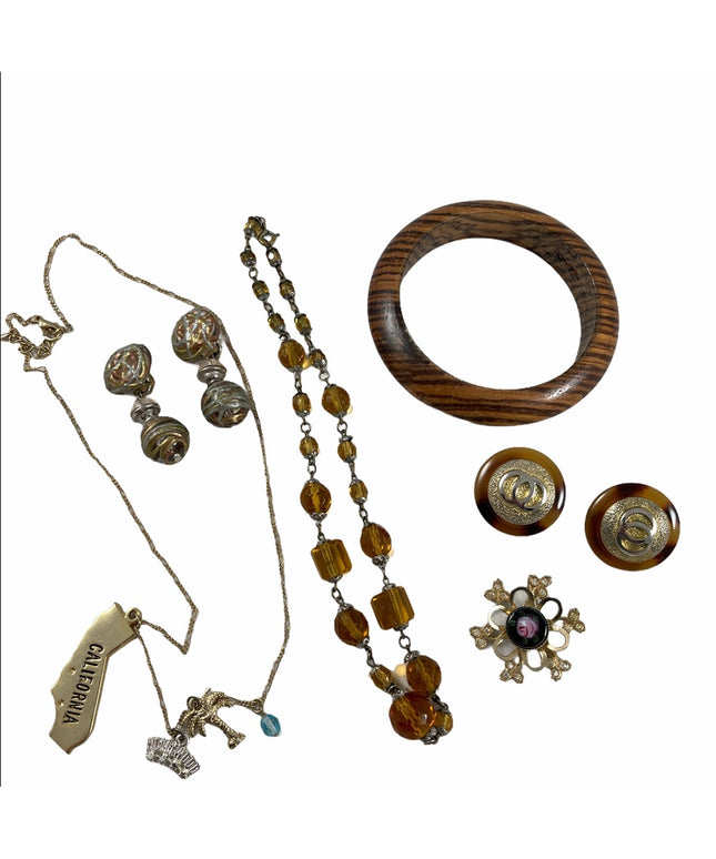 VTG Jewelry lot bangle clip ons necklaces crystal