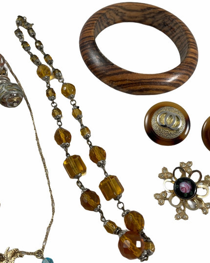 VTG Jewelry lot bangle clip ons necklaces crystal