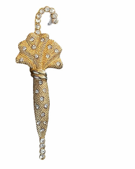 Vintage Gold rhinestone unbrella brooch so…