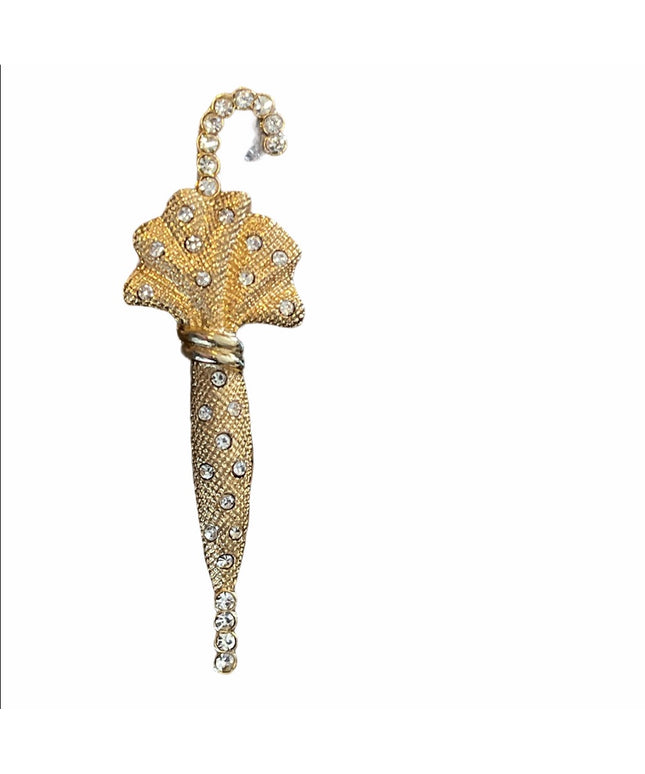 Vintage Gold rhinestone unbrella brooch so…