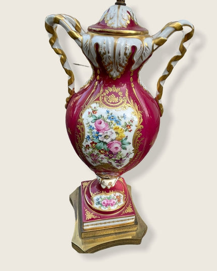 Antique Eduardian Limoges French Hand painted lamp