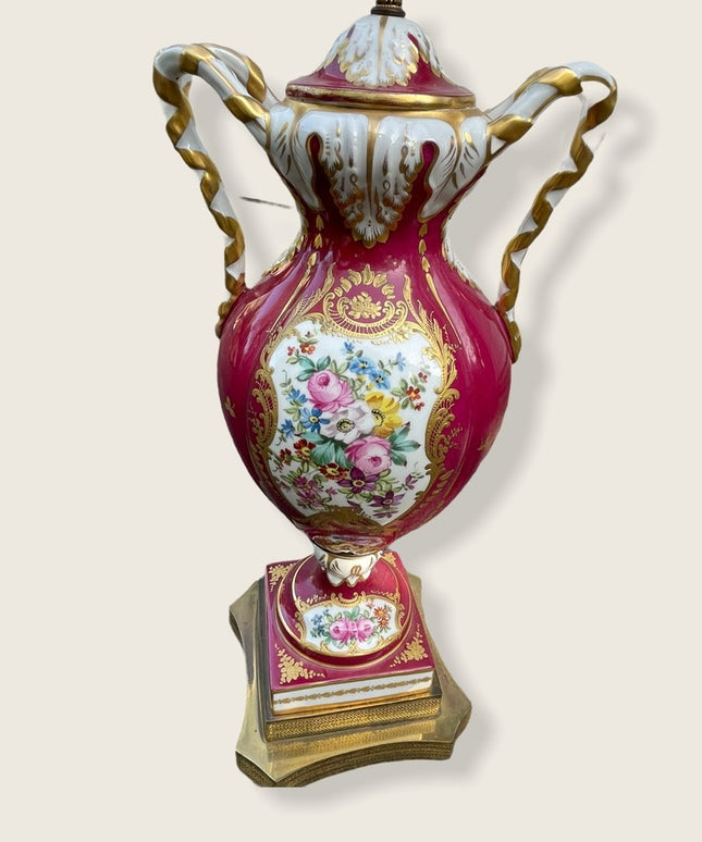 Antique Eduardian Limoges French Hand painted lamp