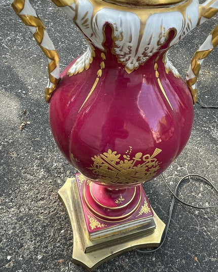 Antique Eduardian Limoges French Hand painted lamp