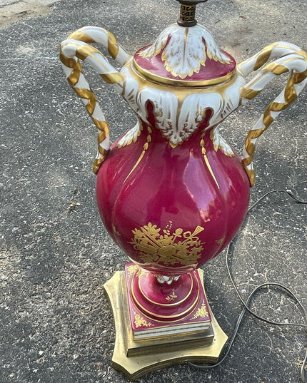 Antique Eduardian Limoges French Hand painted lamp