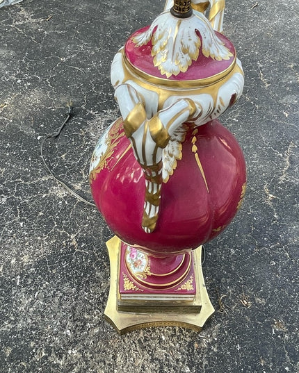 Antique Eduardian Limoges French Hand painted lamp