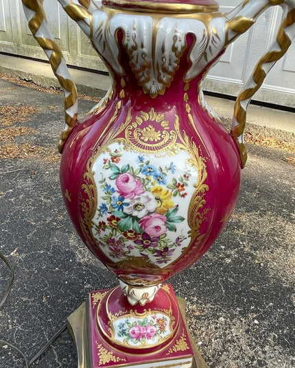 Antique Eduardian Limoges French Hand painted lamp