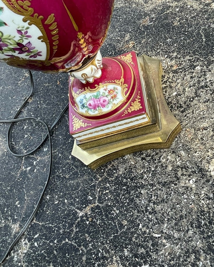 Antique Eduardian Limoges French Hand painted lamp