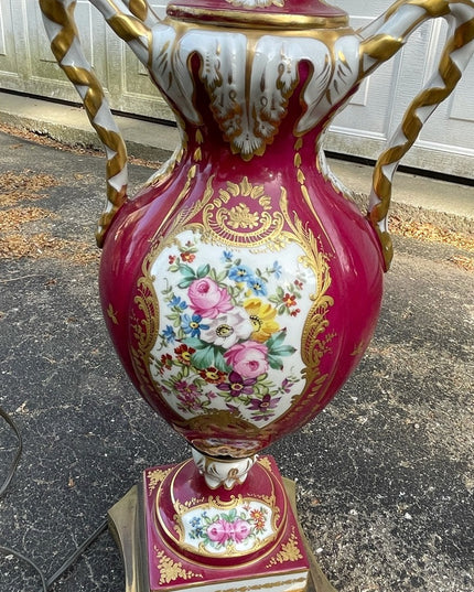 Antique Eduardian Limoges French Hand painted lamp