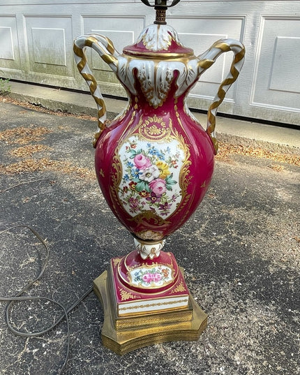 Antique Eduardian Limoges French Hand painted lamp