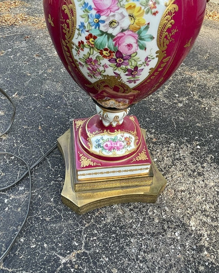 Antique Eduardian Limoges French Hand painted lamp