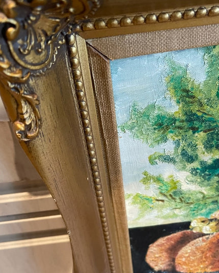 Antique Still life oil painting Gold frame signed