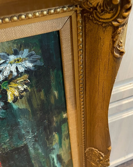 Antique Still life oil painting Gold frame signed
