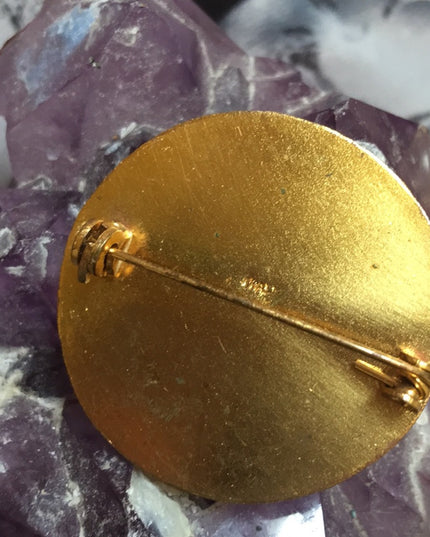 VTG Italian Micro Mosaic Glass Gold flower…