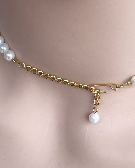 Vintage Napier Faux pearl necklace choker 18”