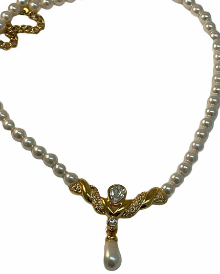 Vintage Napier Faux pearl necklace choker 18”