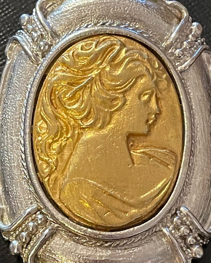 Averil Gold & silver tone metal Cameo LARGE brooch