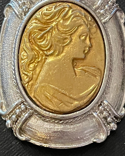 Averil Gold & silver tone metal Cameo LARGE brooch