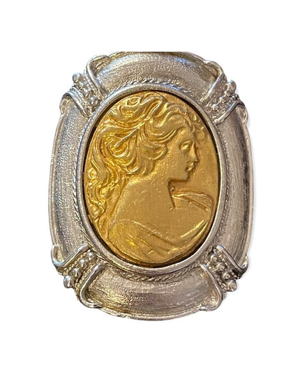 Averil Gold & silver tone metal Cameo LARGE brooch