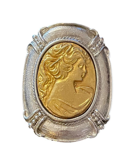 Averil Gold & silver tone metal Cameo LARGE brooch
